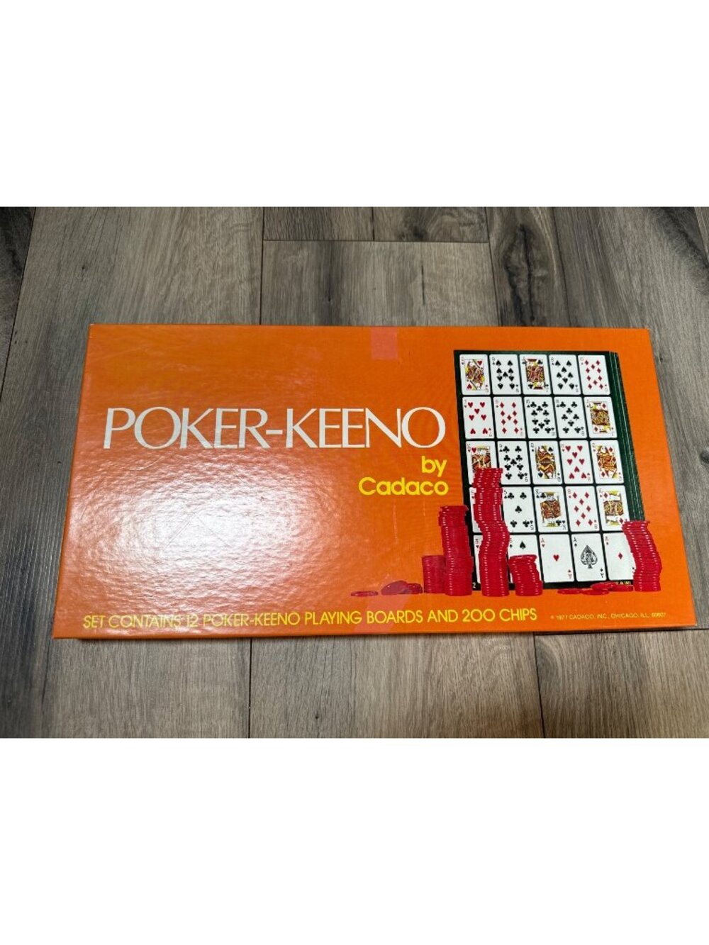 Poker-Keeno Vintage 1977 Game Set By Cadaco With Boards & 200 Chips Complete